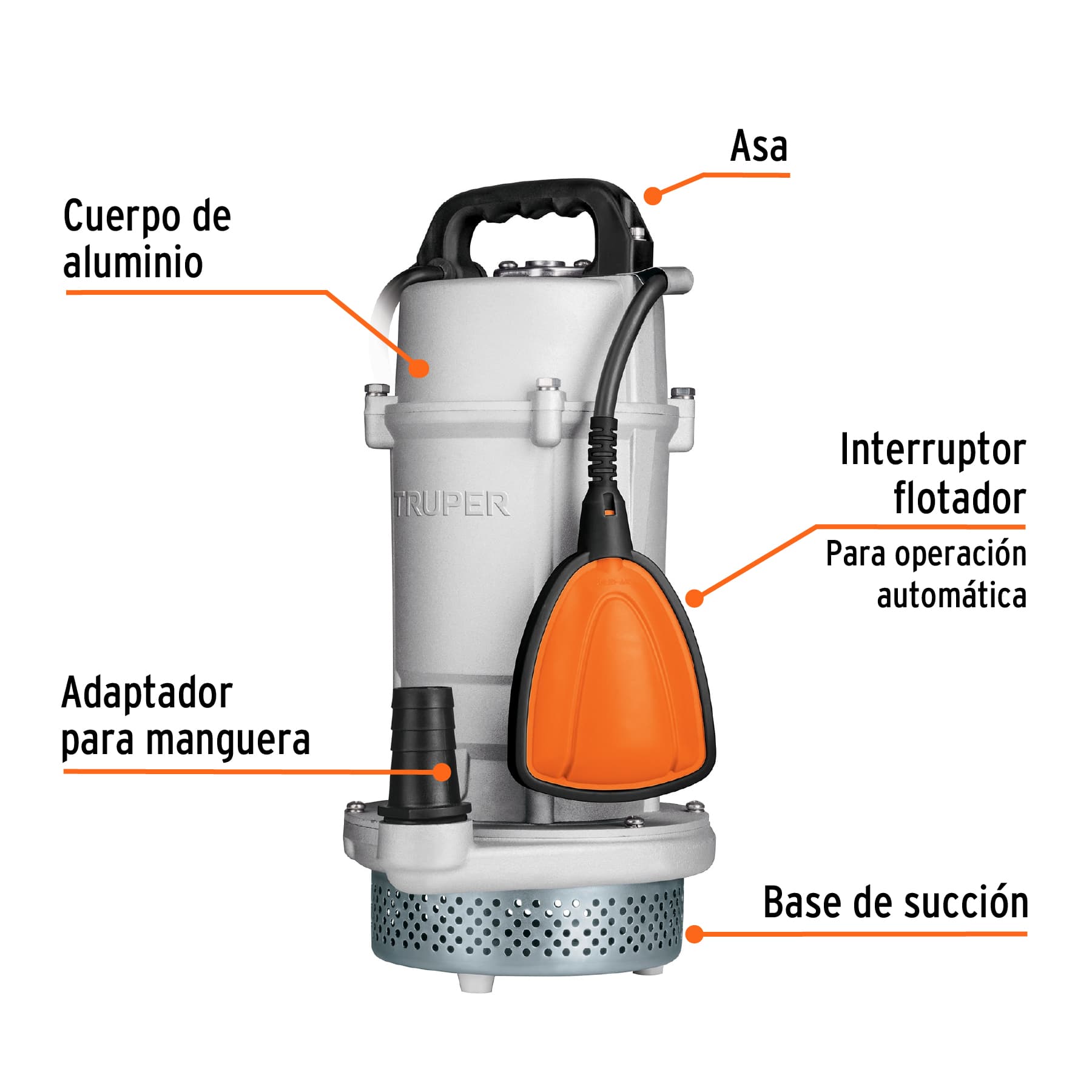 Bomba sumergible 1 hp para agua limpia Truper