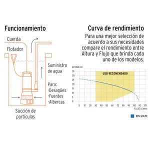 Bomba sumergible 3/4 hp para agua limpia Truper