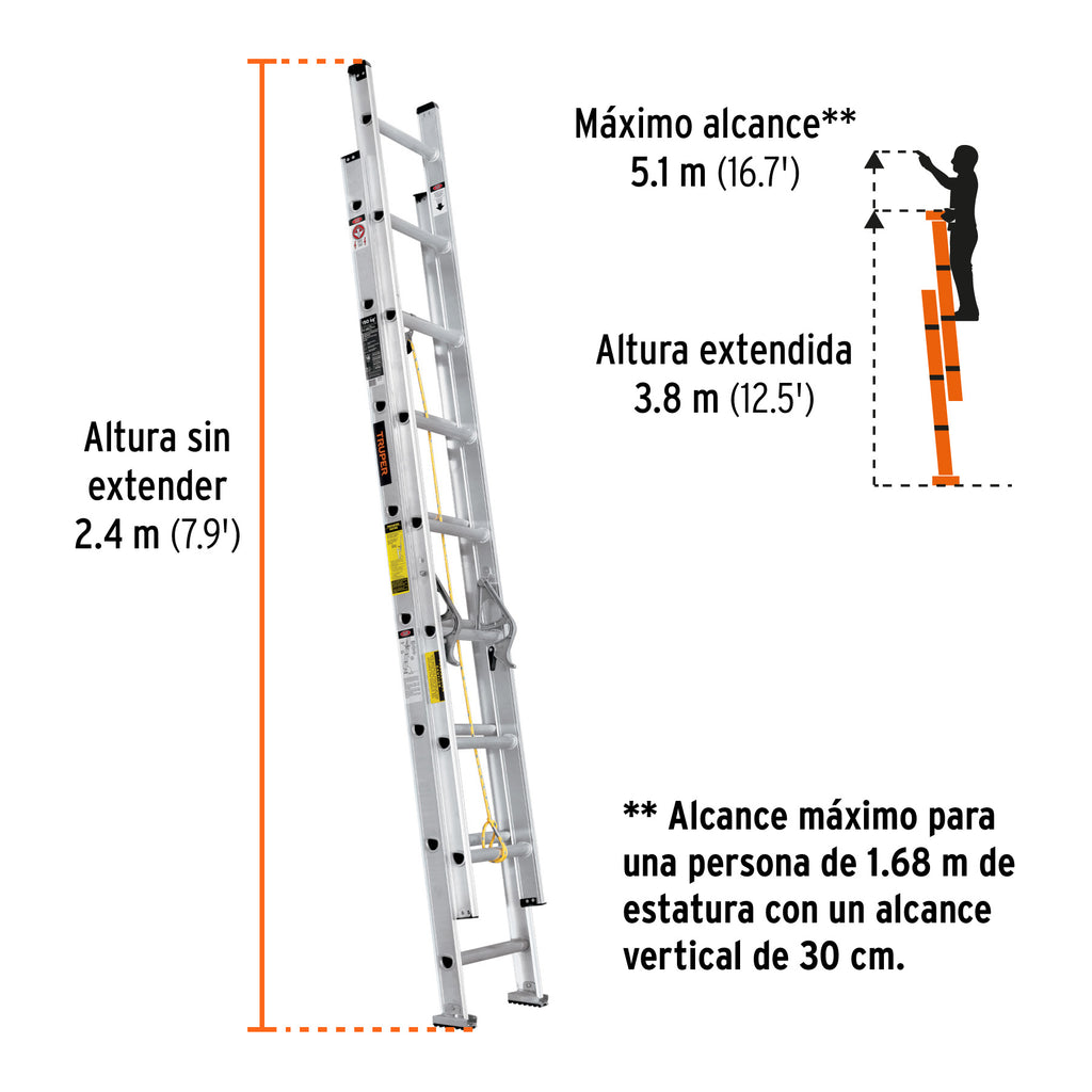 Escalera de extensión 16 peldaños Truper