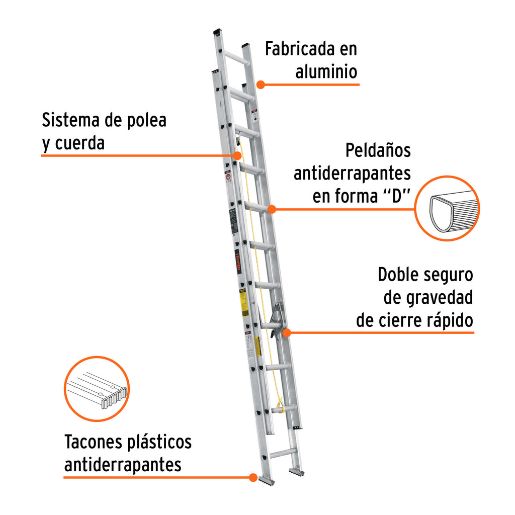 Escalera de extensión 16 peldaños Truper