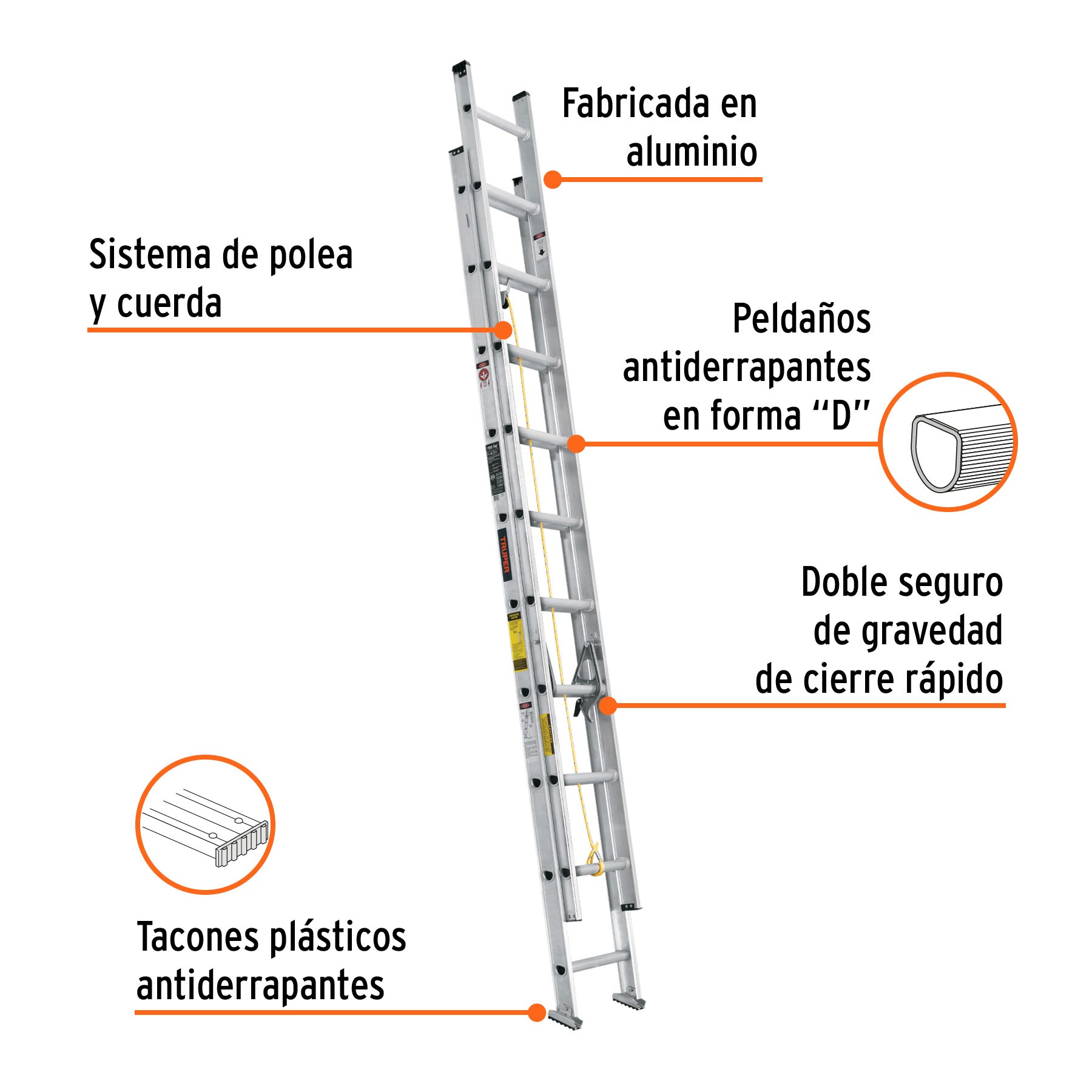 Escalera de extensión 16 peldaños Truper