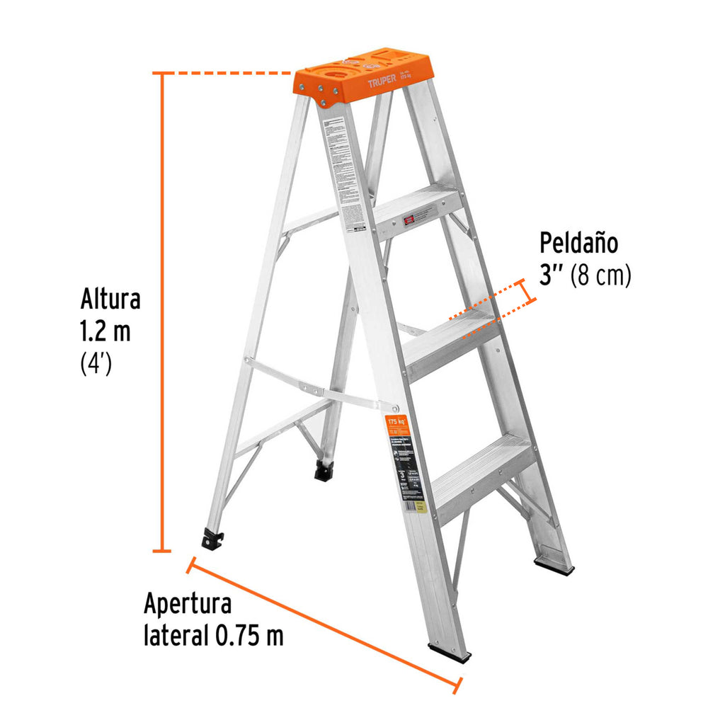 Escalera de tijera 3 peldaños con bandeja Truper