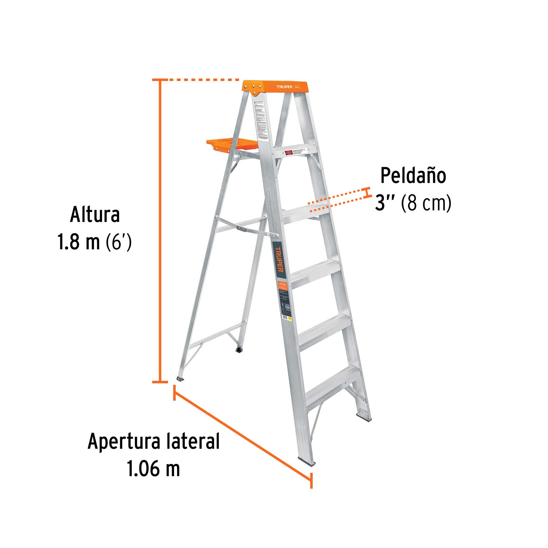 Escalera de tijera 5 peldaños con bandeja Truper