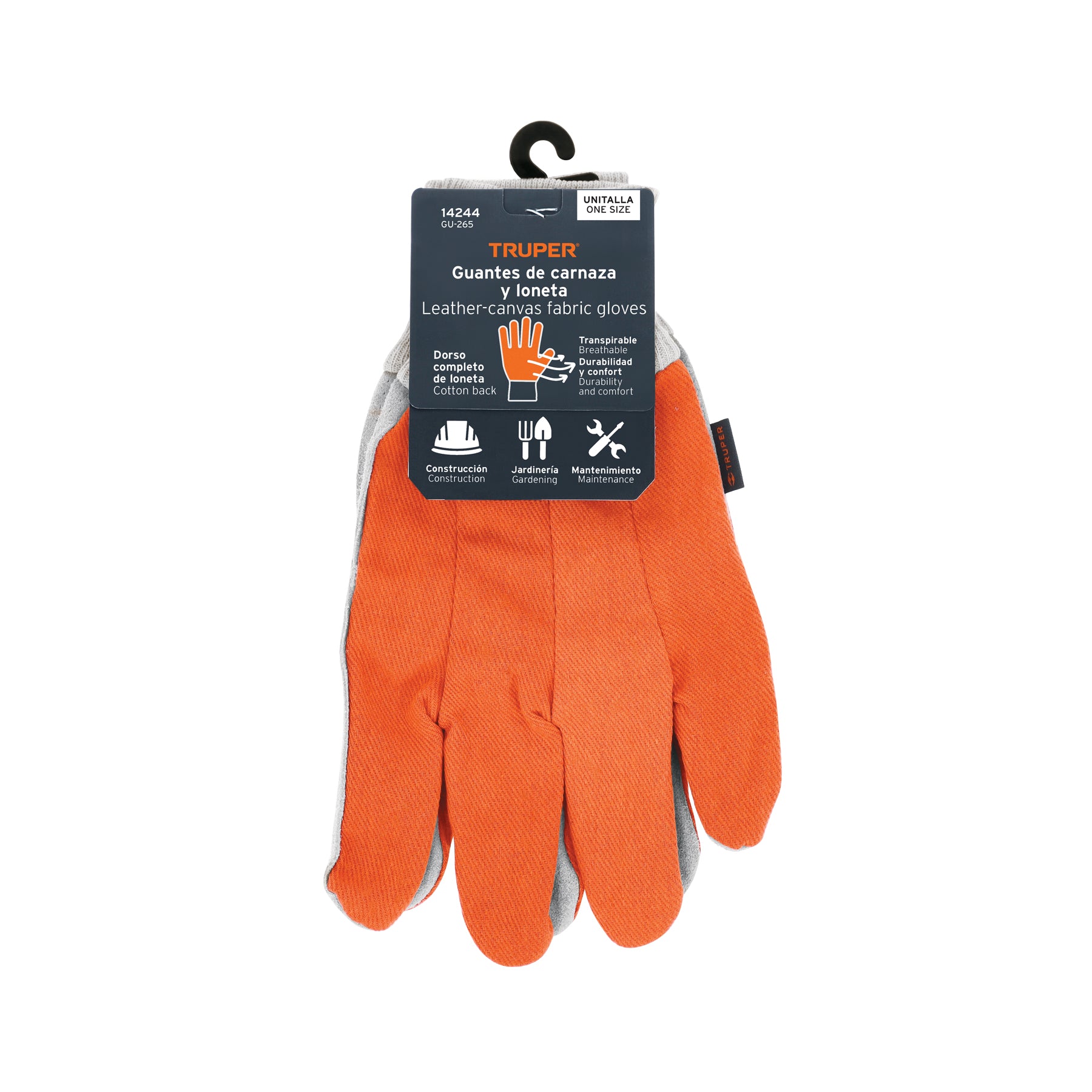 Guantes ligeros de carnaza y loneta unitalla Truper