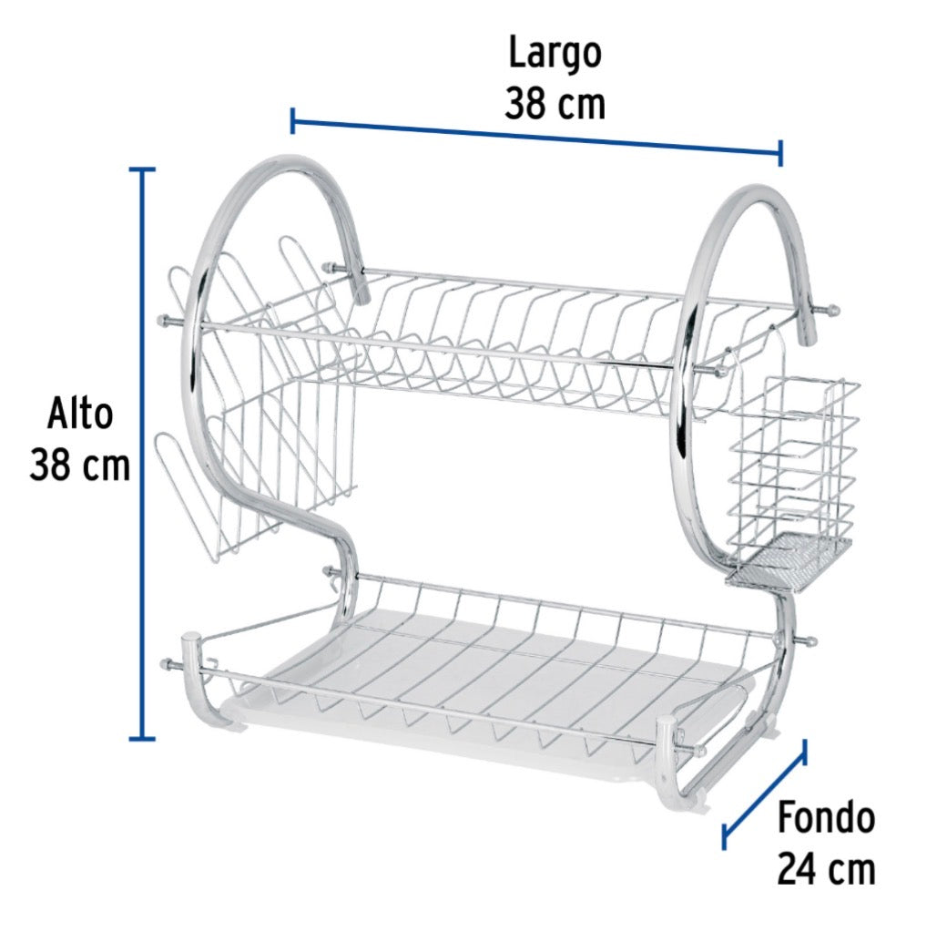 Escurridor de acero cromado 2 niveles Foset