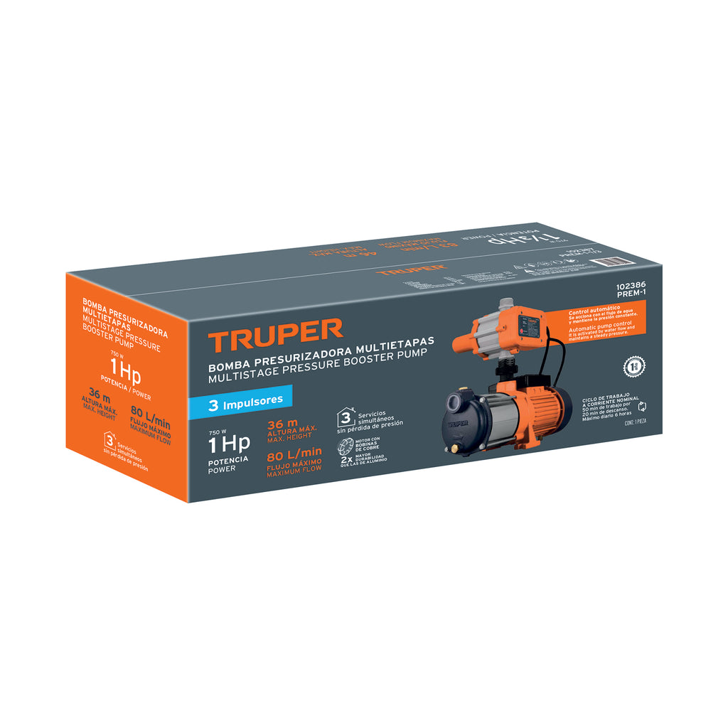 Bomba presurizadora multietapas 1 hp Truper