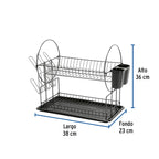 Escurridor de acero negro 2 niveles Foset